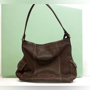 Fossil Sedona Brown Leather Purse Shoulder Bag Pockets Stitching Y2K Vtg